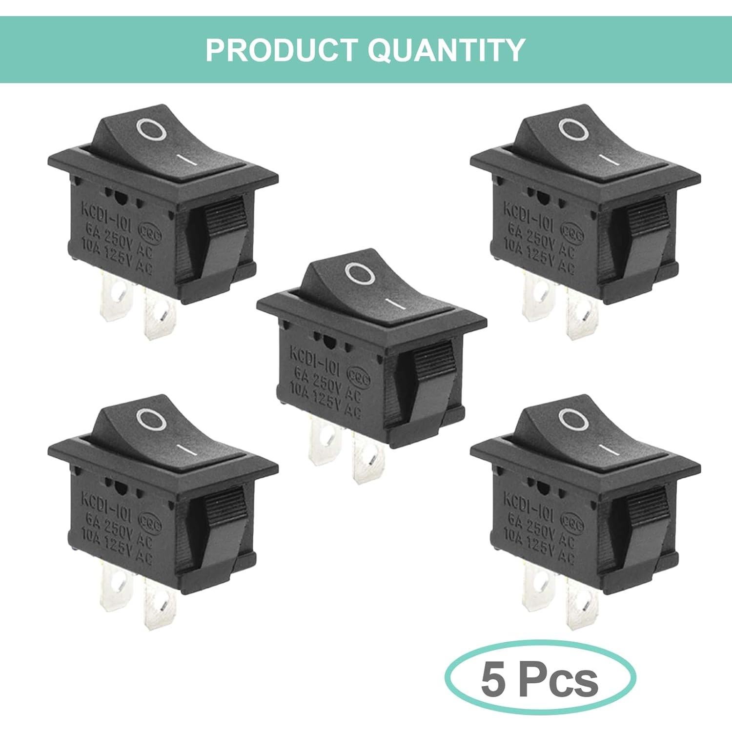 Interruptor Rocker On/Off QTEATAK 2 Pines 12V 250V 5 Pcs