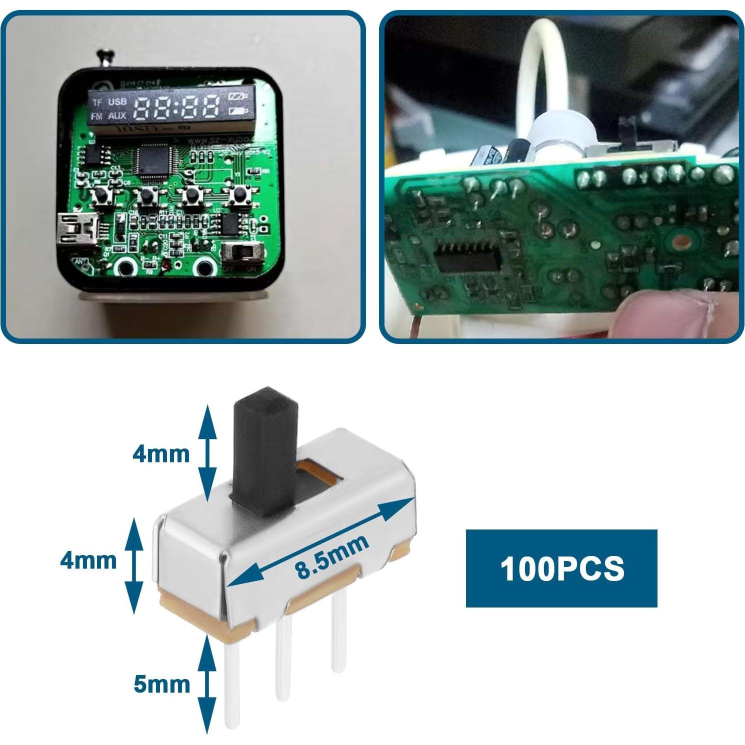 Interruptor Deslizante SPDT 100Pcs 2 Posiciones 3 Pines El Señor de las Herramientas