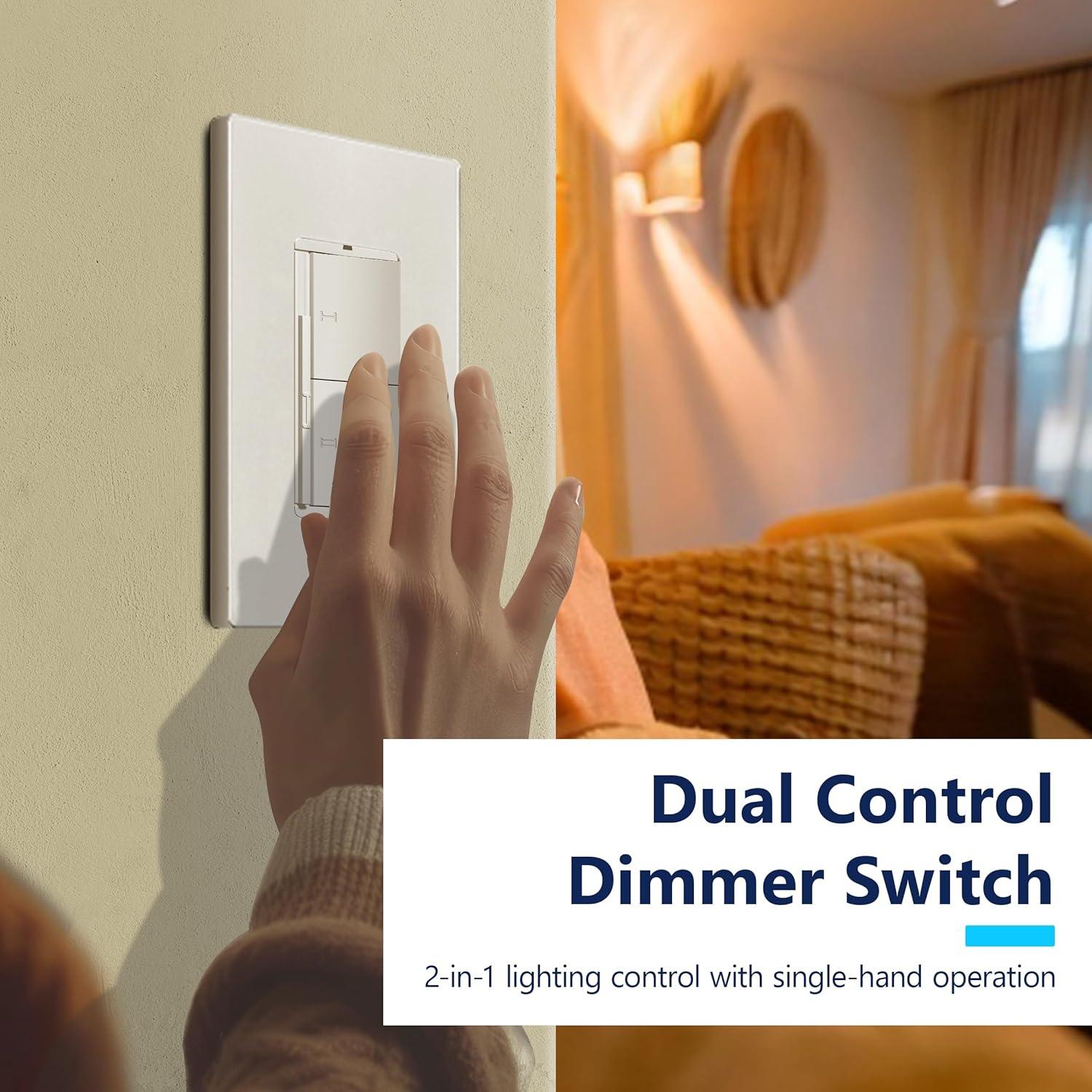 Interruptor Regulador Doble LIDER Blanco Sin Neutro 1 Polo