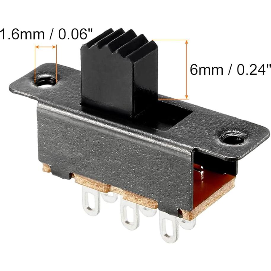 Interruptor deslizante 6 terminales 2P2T Rebower - 10 Pcs