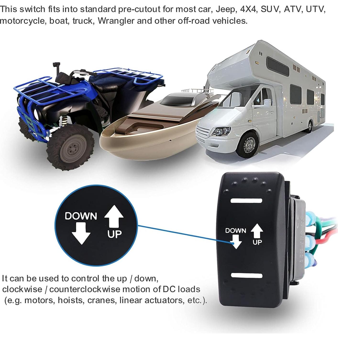 Interruptor de Inversión de Polaridad RECOIL DPDT 20A 12V CC