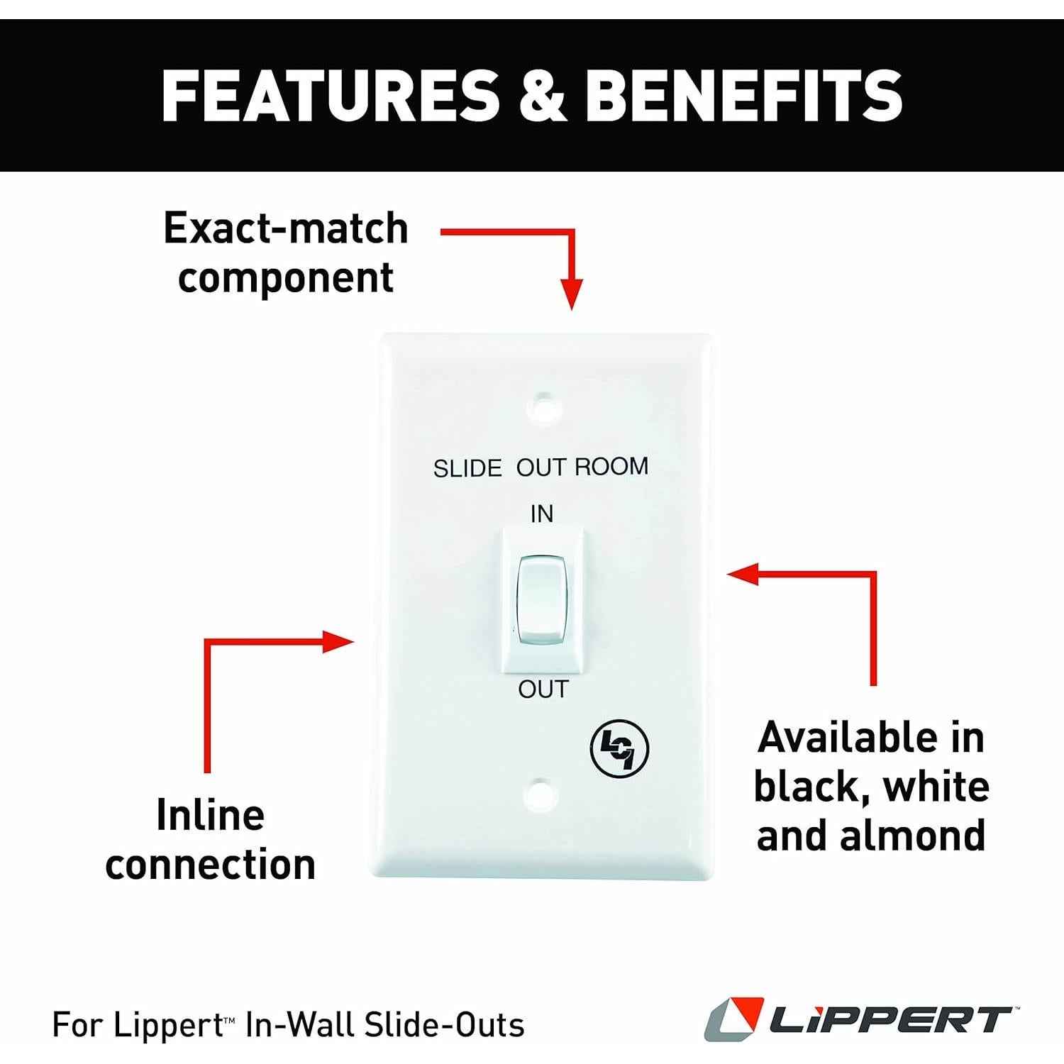 Interruptor de Reemplazo Lippert 120639 para RV In-Wall Blanco