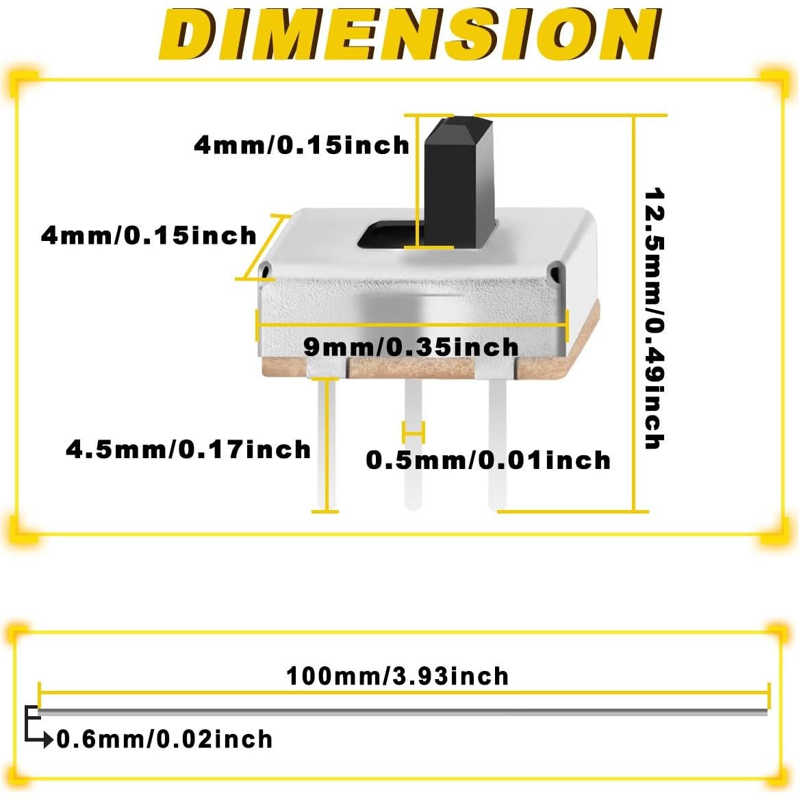 40PCS Interruptores Deslizantes Mini Micro SPDT 4mm ON/OFF