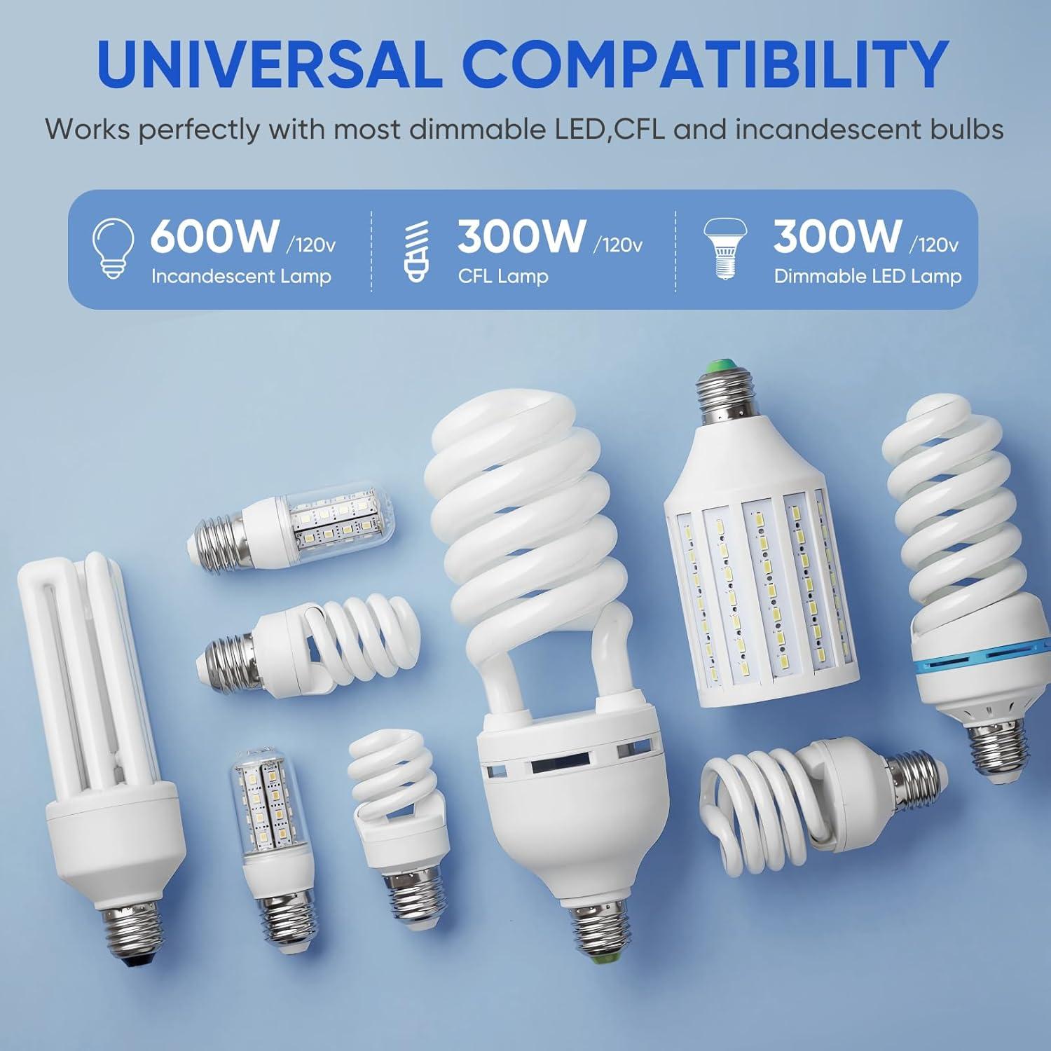 Interruptor regulable Junlit para luces LED y CFL 300W 2PK