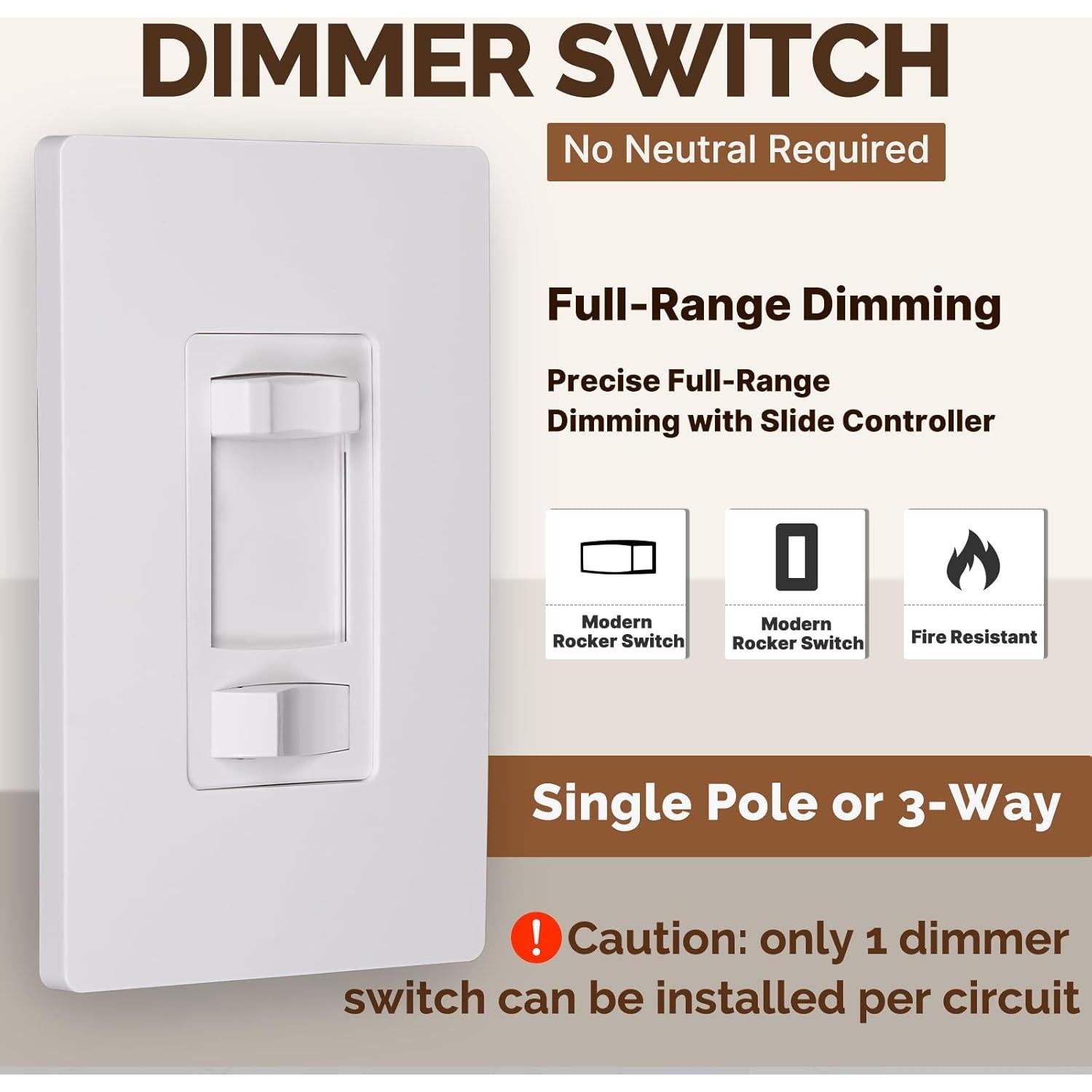 Interruptor Regulable MOES 600W LED/CFL/Incandescente Blanco