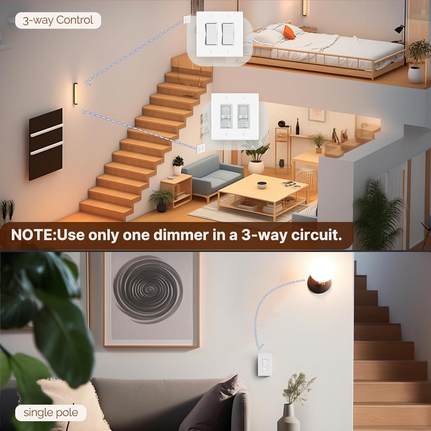 Interruptor Regulable MOES 600W LED/CFL/Incandescente Blanco