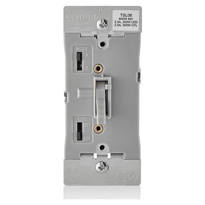 Interruptor de Atenuador Deslizante Leviton TSL06-1LG Gris 300W LED