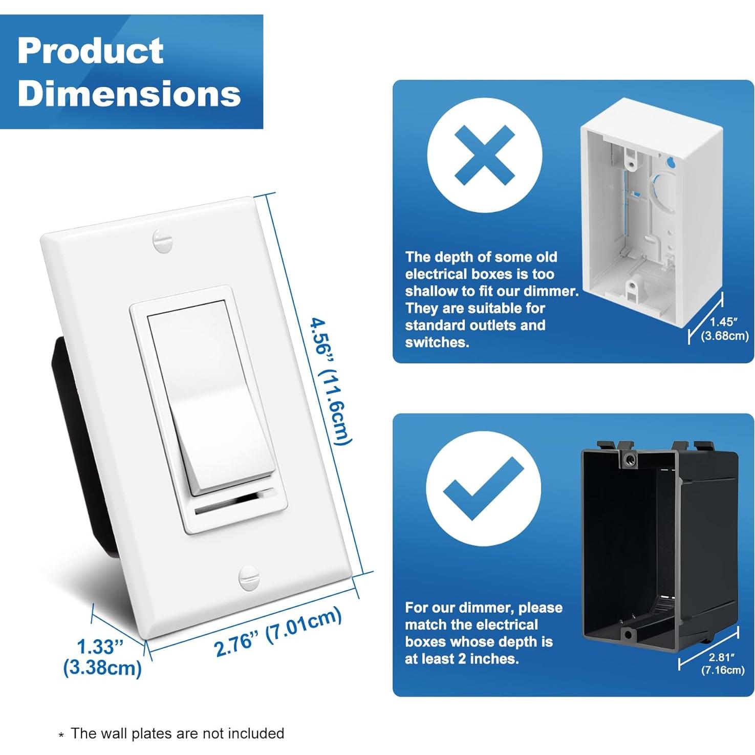 Interruptor Regulable BESTTEN 10 Unidades Blanco LED CFL