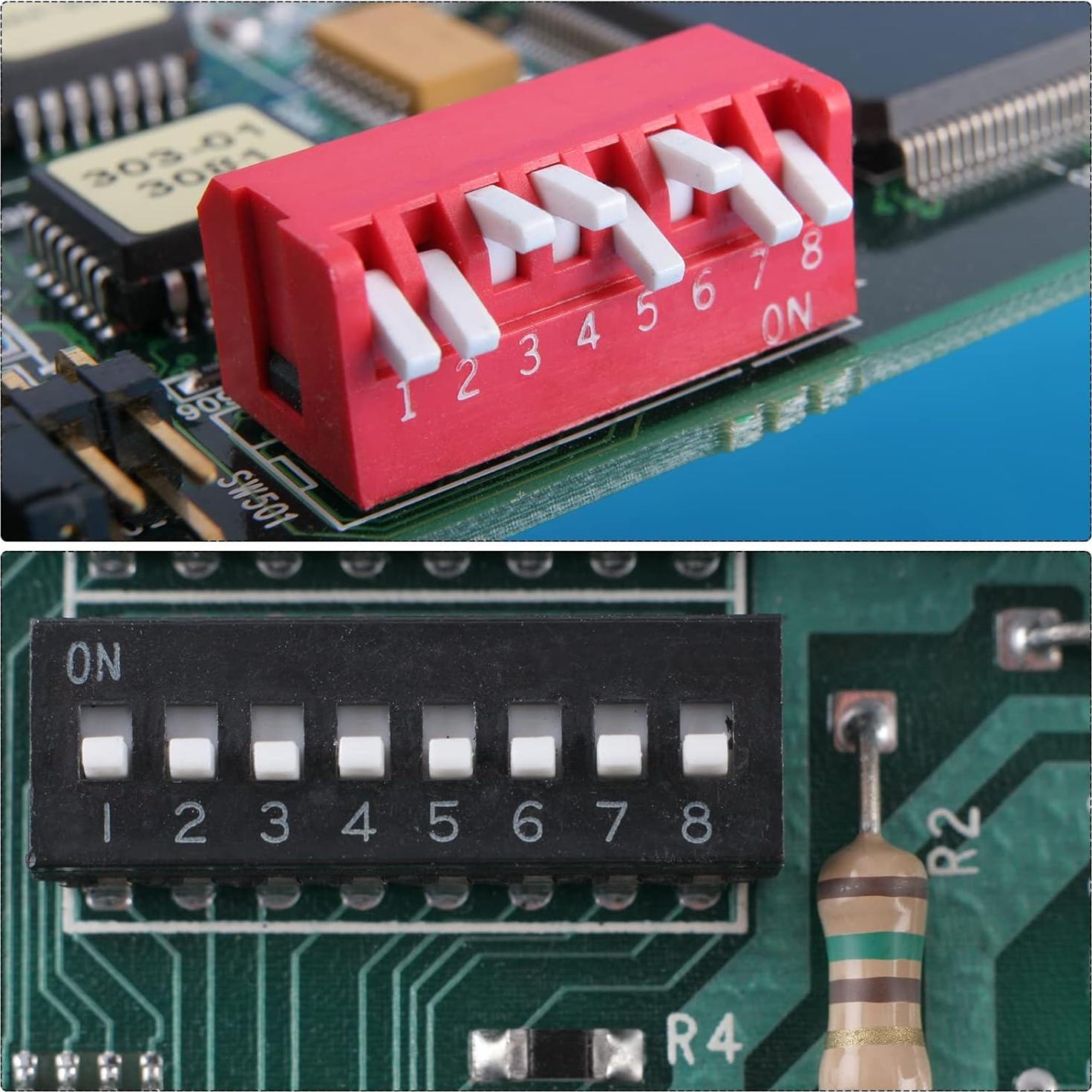 Interruptor DIP uxcell 10 Posiciones 2.54mm 20 Pines Rojo