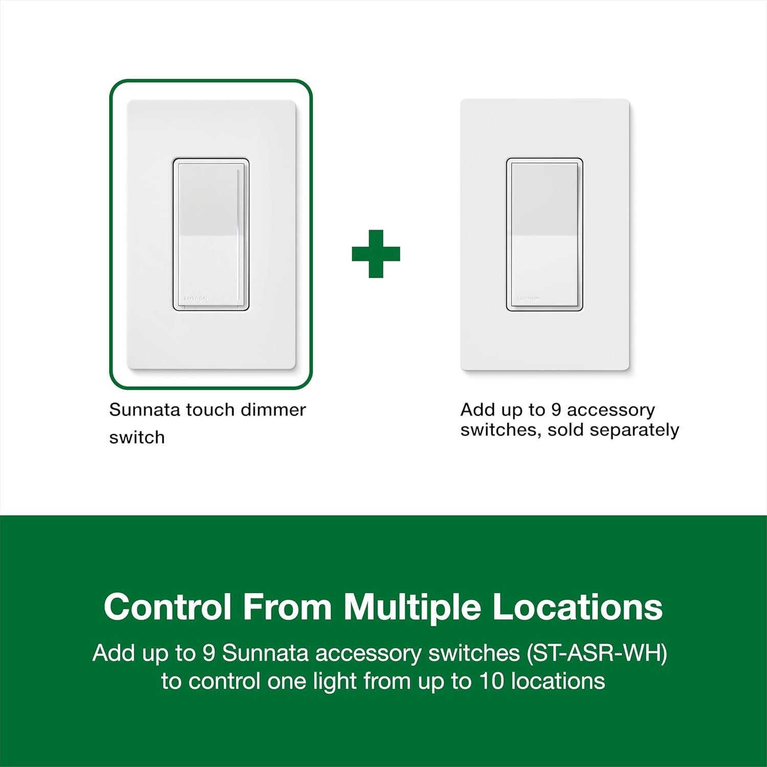 Interruptor Regulable Táctil Lutron Sunnata LED+ Blanco 3 Vías