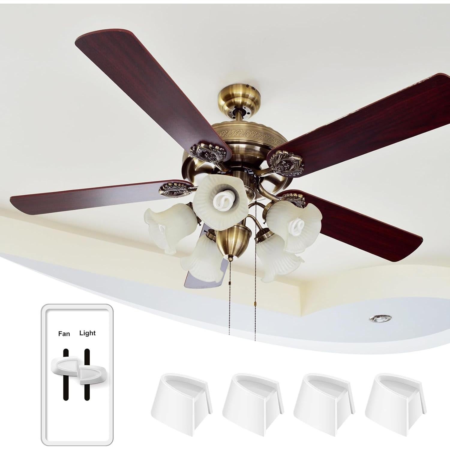 Perillas de Regulador Hoolerry 4 Pcs Blanco para Ventilador y Luz