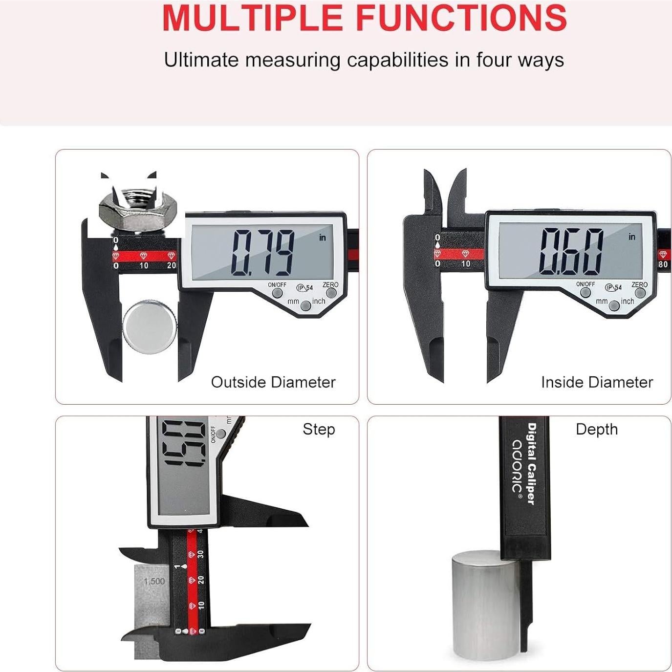 Calibrador Digital Adoric 0-15.24 cm Pantalla LCD IP54