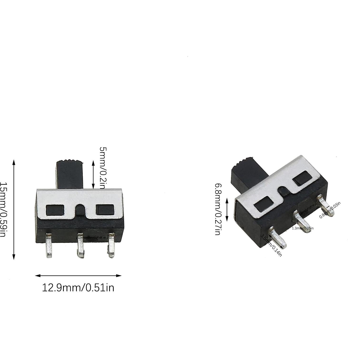 18 Interruptores Deslizantes Verticales ZZHXSM 5mm AC 125V 2A