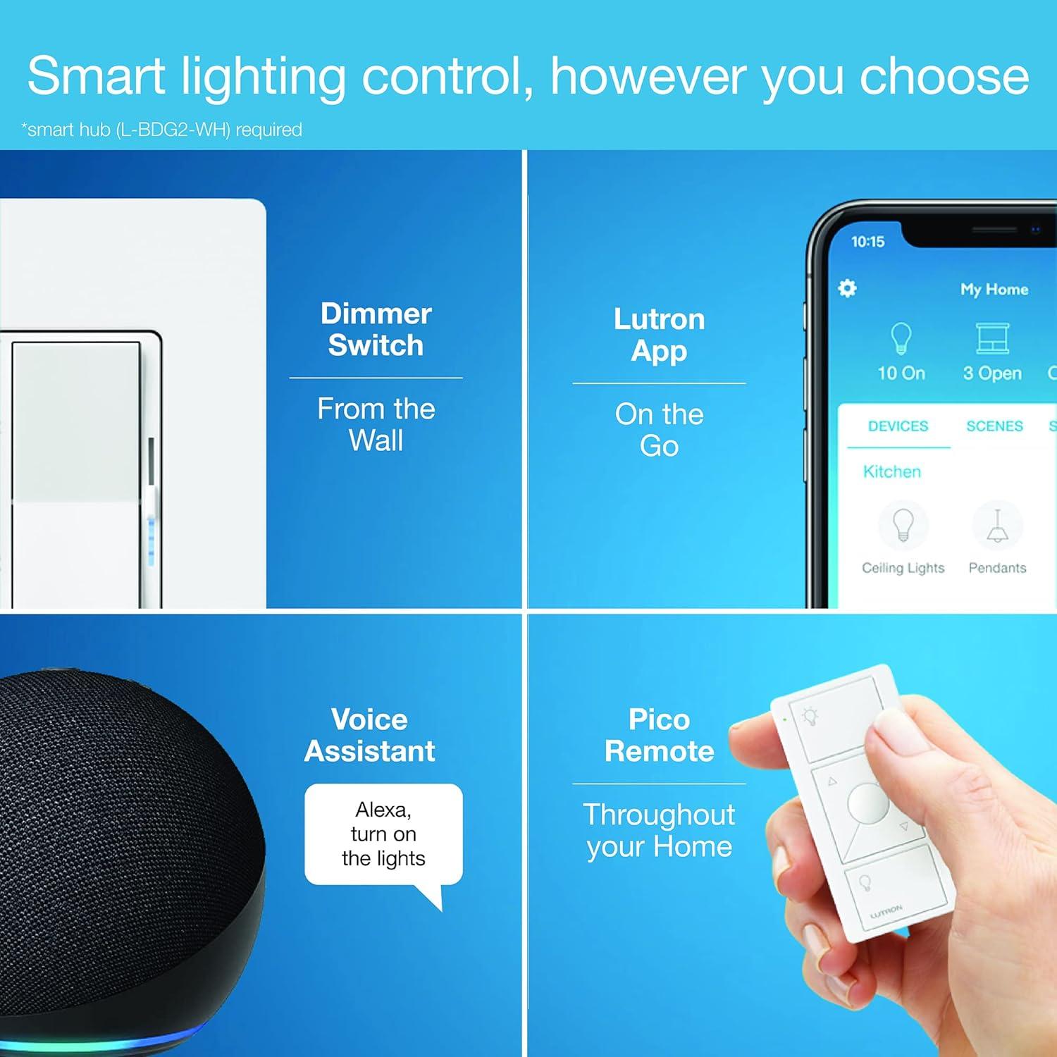 Interruptor Regulador Inteligente Lutron Diva Blanco Paquete 9