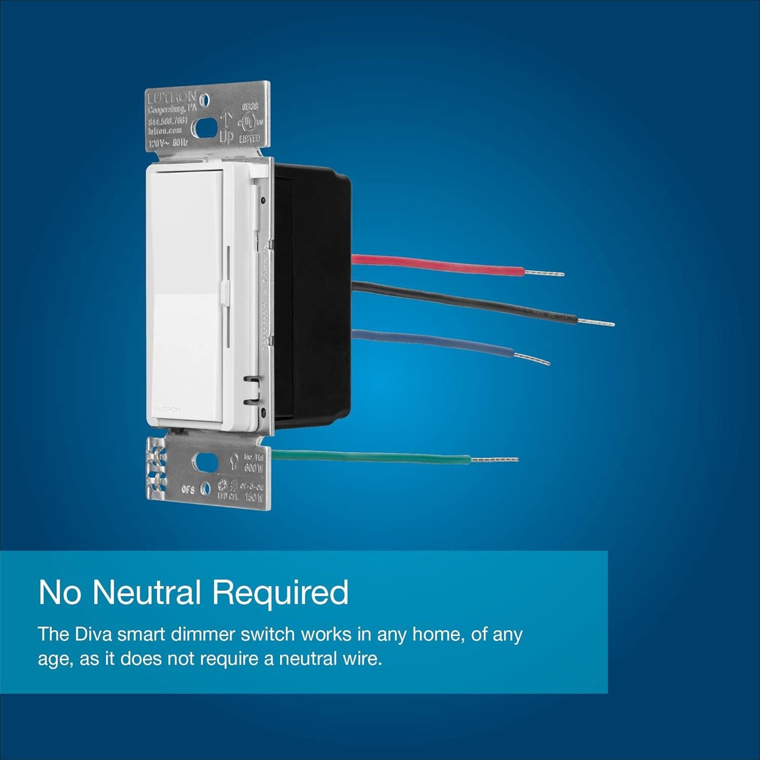 Interruptor Regulador Inteligente Lutron Diva Blanco Paquete 9