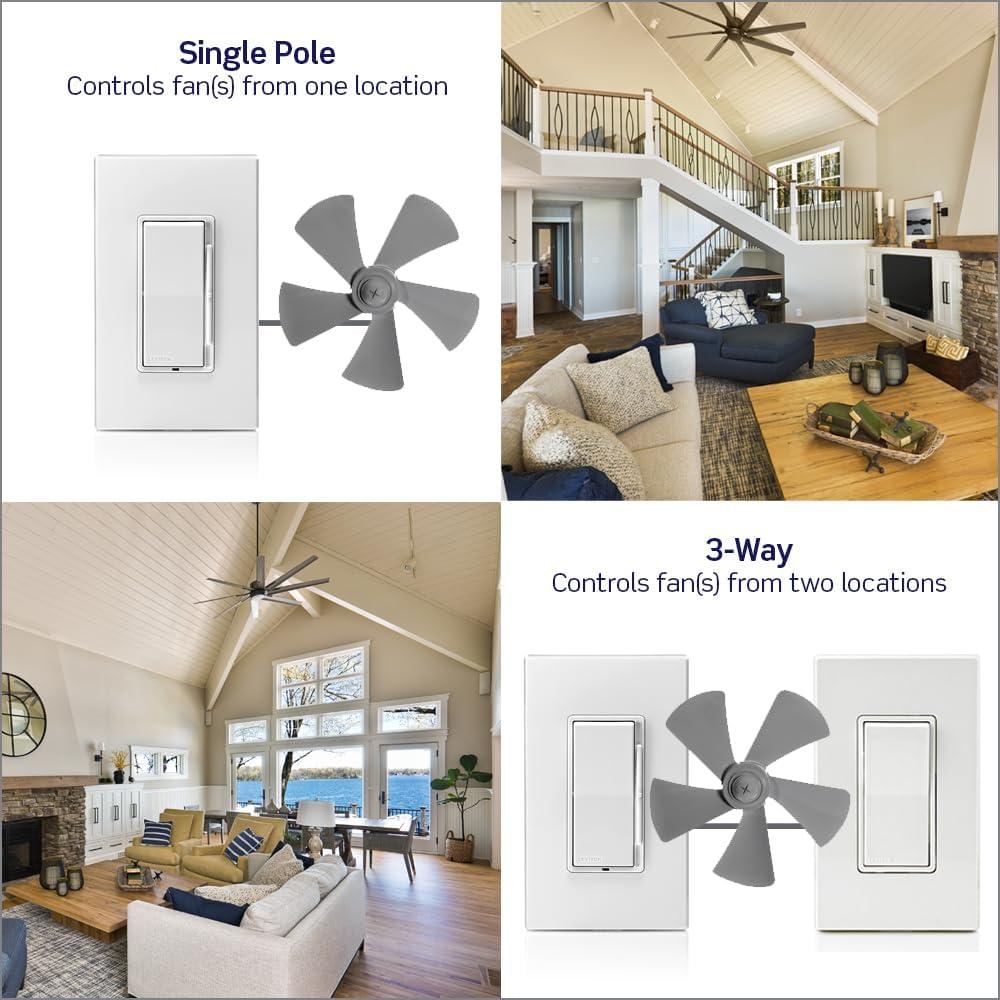 Interruptor de Ventilador de Techo Leviton DSF01-10Z Blanco 3 Velocidades