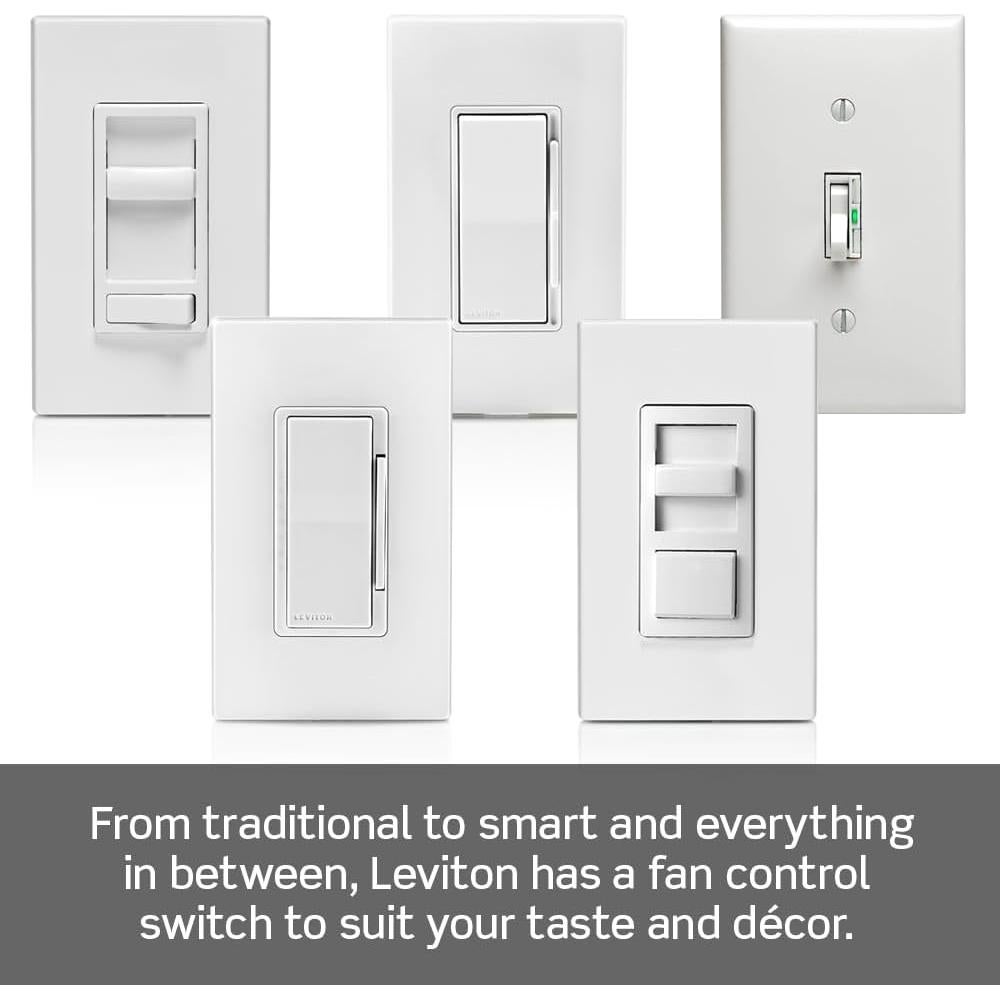 Interruptor de Ventilador de Techo Leviton DSF01-10Z Blanco 3 Velocidades