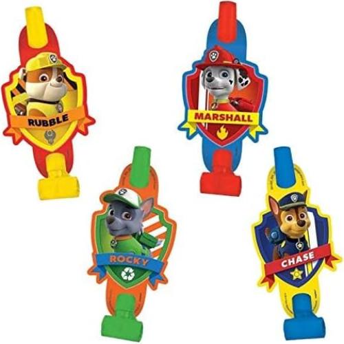 Sopladores de Fiesta Paw Patrol Multicolor - 8 Piezas 12.7 cm