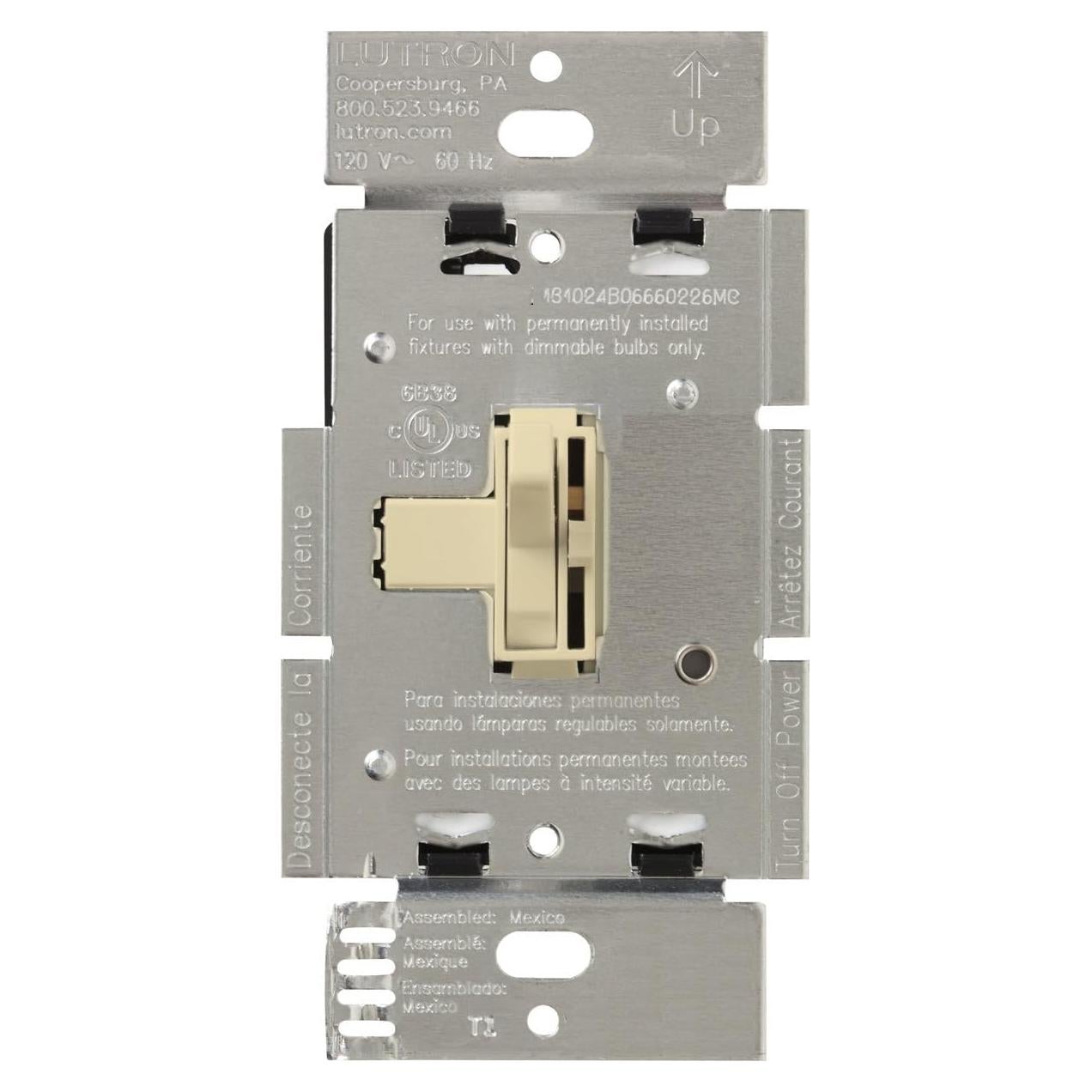 Regulador de Luz Lutron Toggler AY-603P-IV 600W Marfil