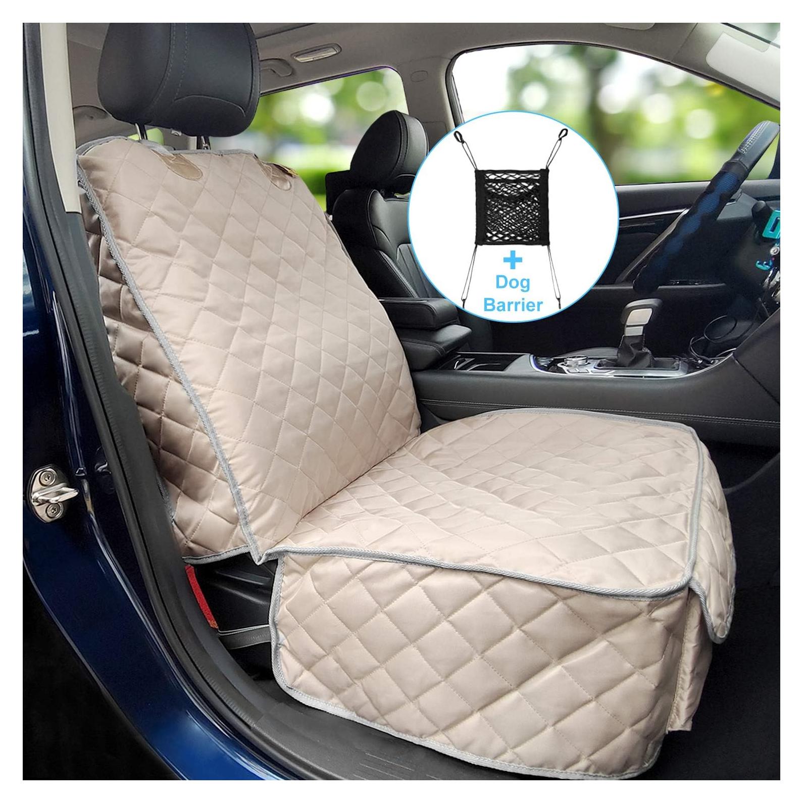 Cubierta de Asiento Delantero para Perros Bark Lover Beige - Impermeable y Antideslizante