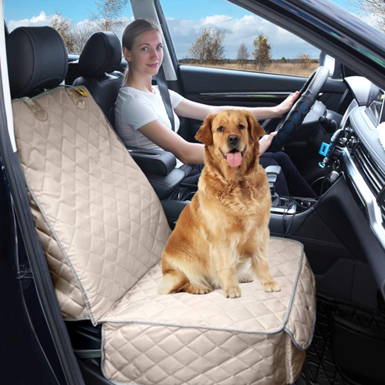 Cubierta de Asiento Delantero para Perros Bark Lover Beige - Impermeable y Antideslizante