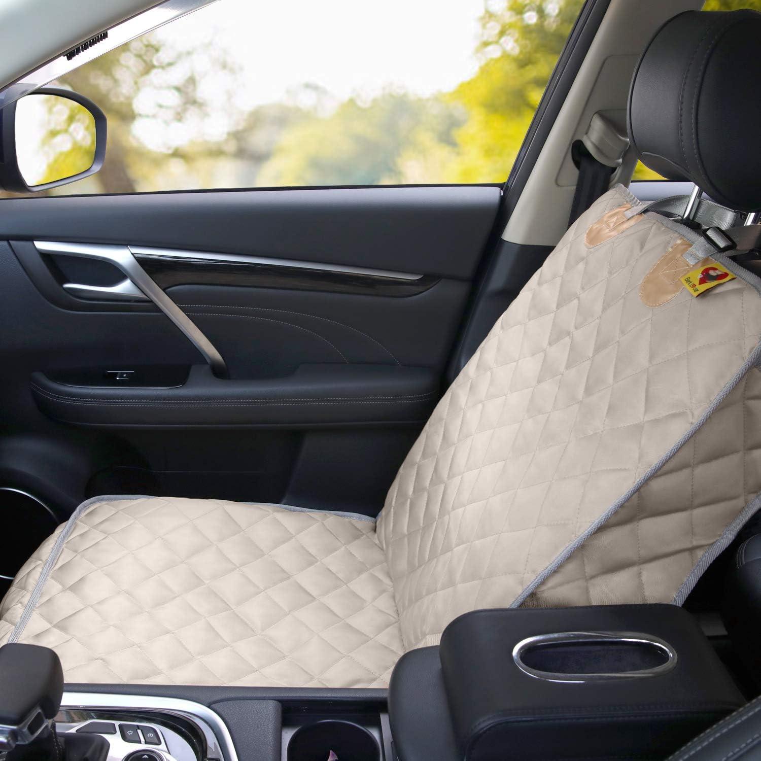 Cubierta de Asiento Delantero para Perros Bark Lover Beige - Impermeable y Antideslizante