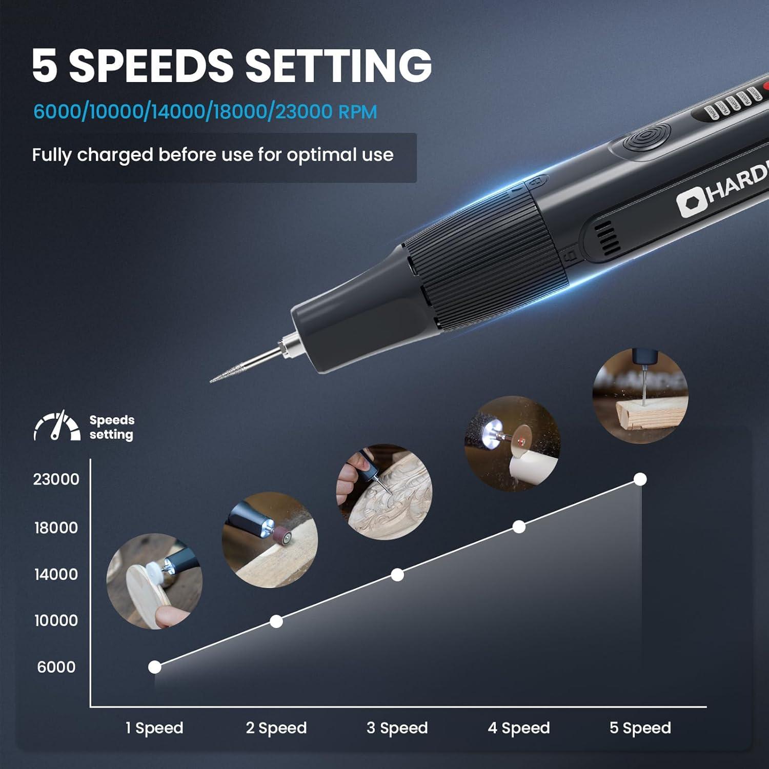 Herramienta Rotativa Sin Cable HARDELL 8V con 61 Accesorios