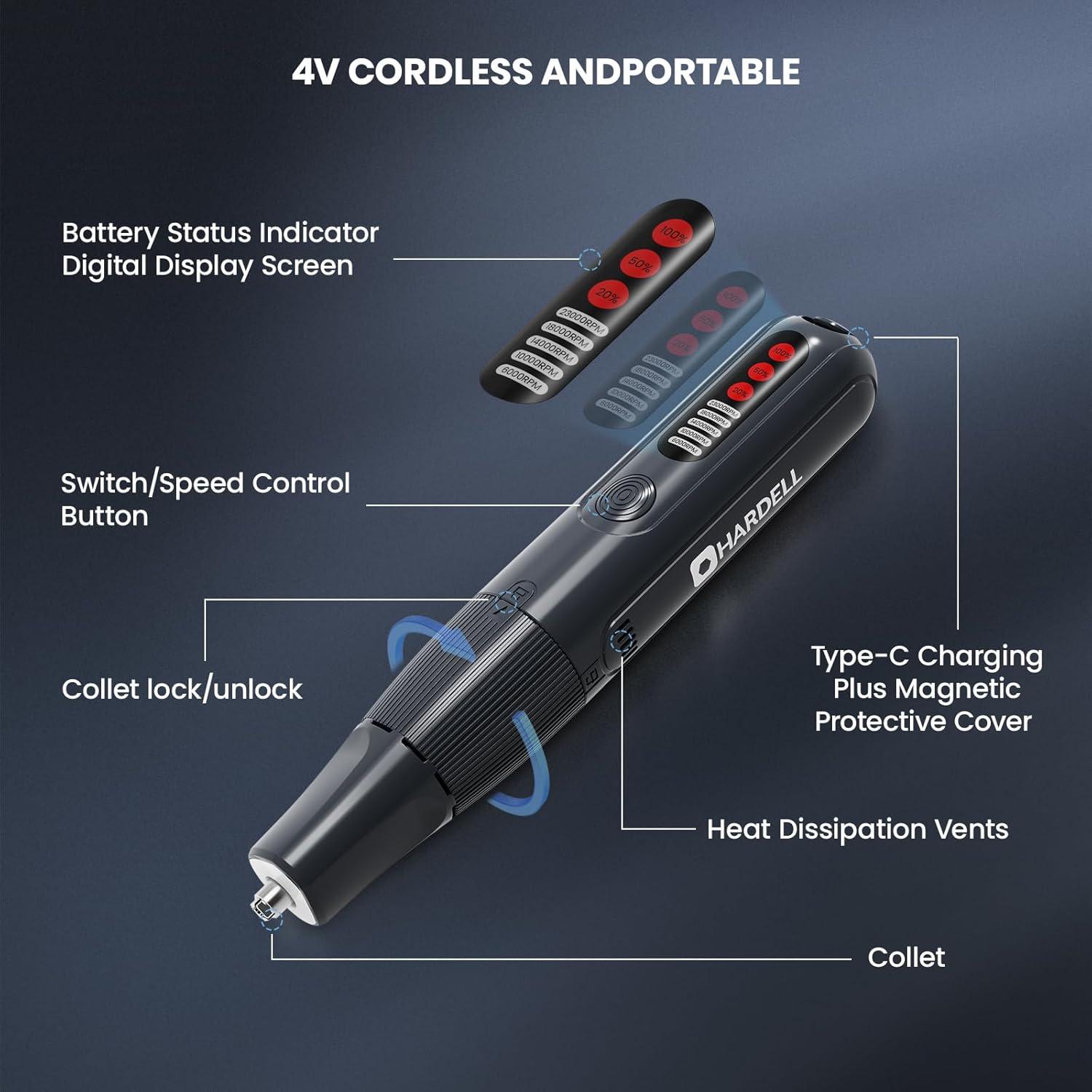Herramienta Rotativa Sin Cable HARDELL 8V con 61 Accesorios