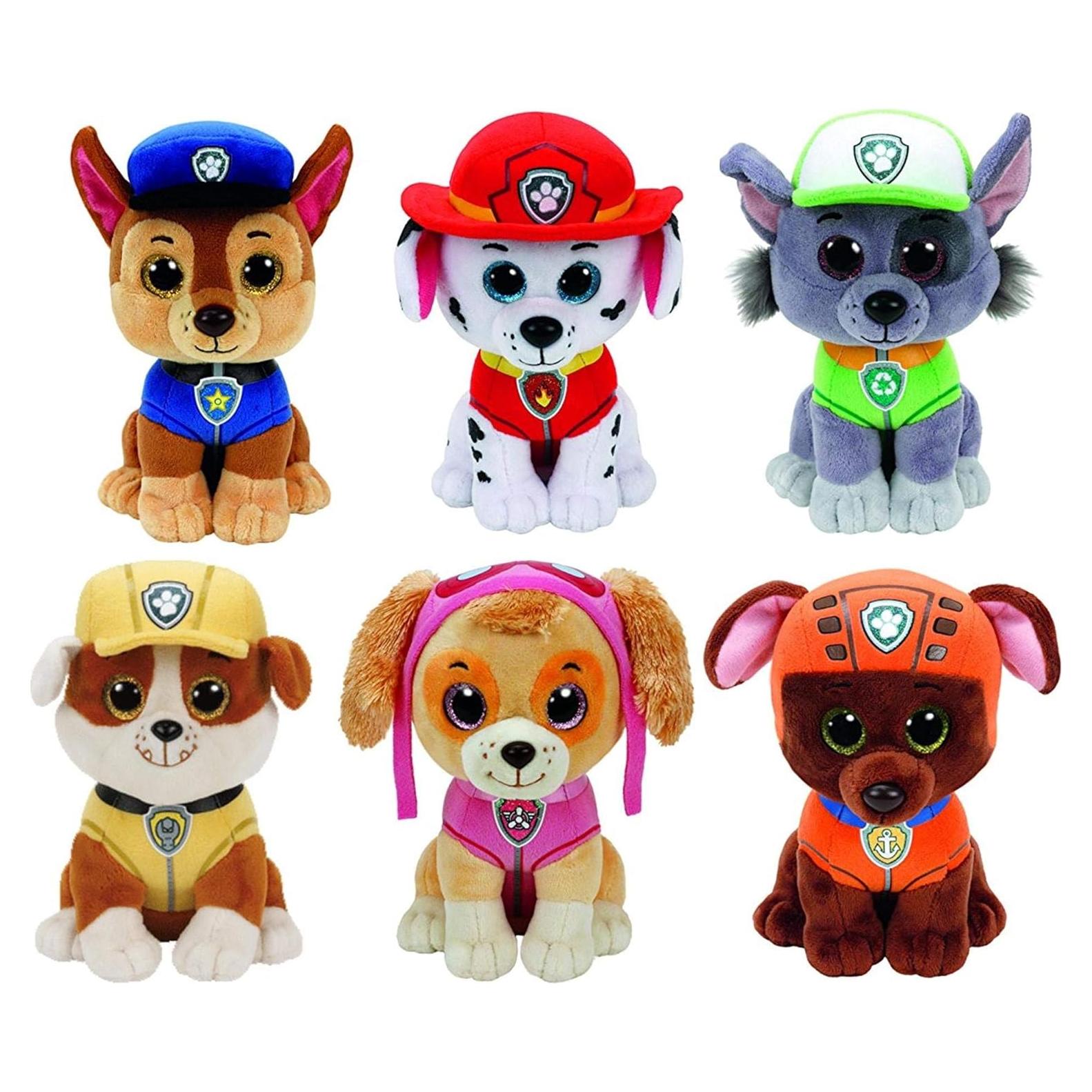Ty Paw Patrol Beanie Babies - Set of 6! Marshall, Chase, Skye, Rocky, Rubble and Zuma!