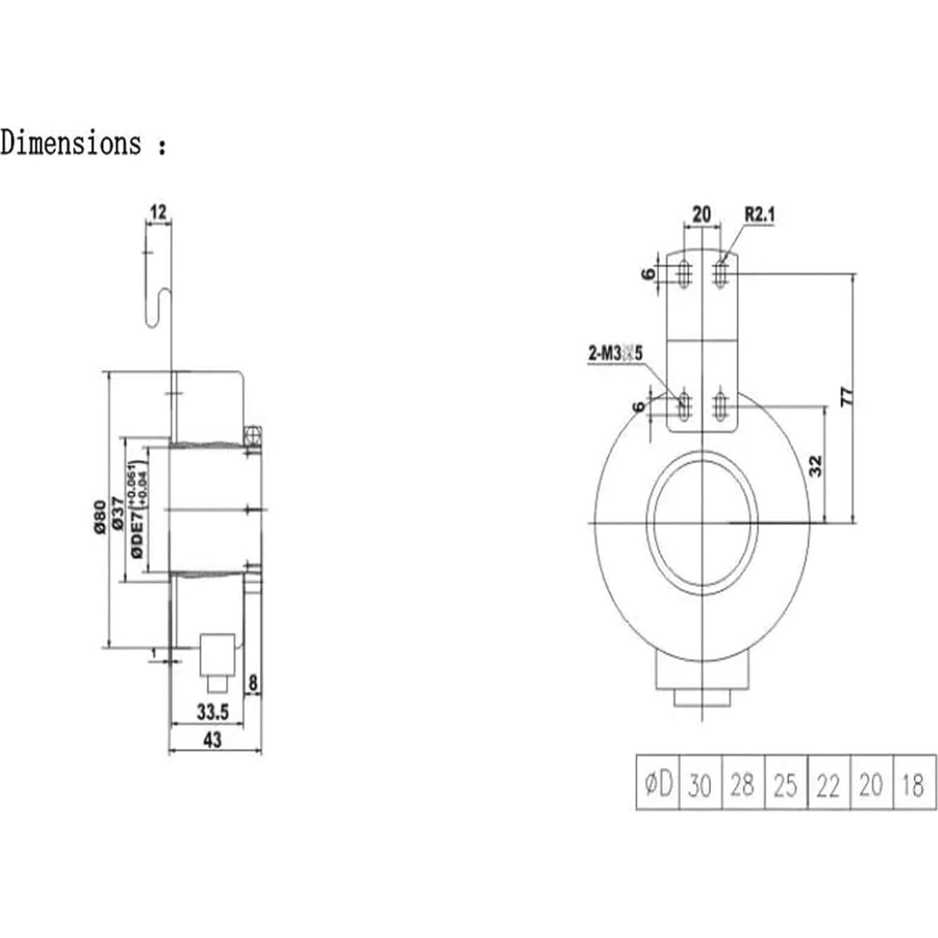 Encoder Óptico Rotativo GHH80 25mm Eje Hueco 5V 360PPR