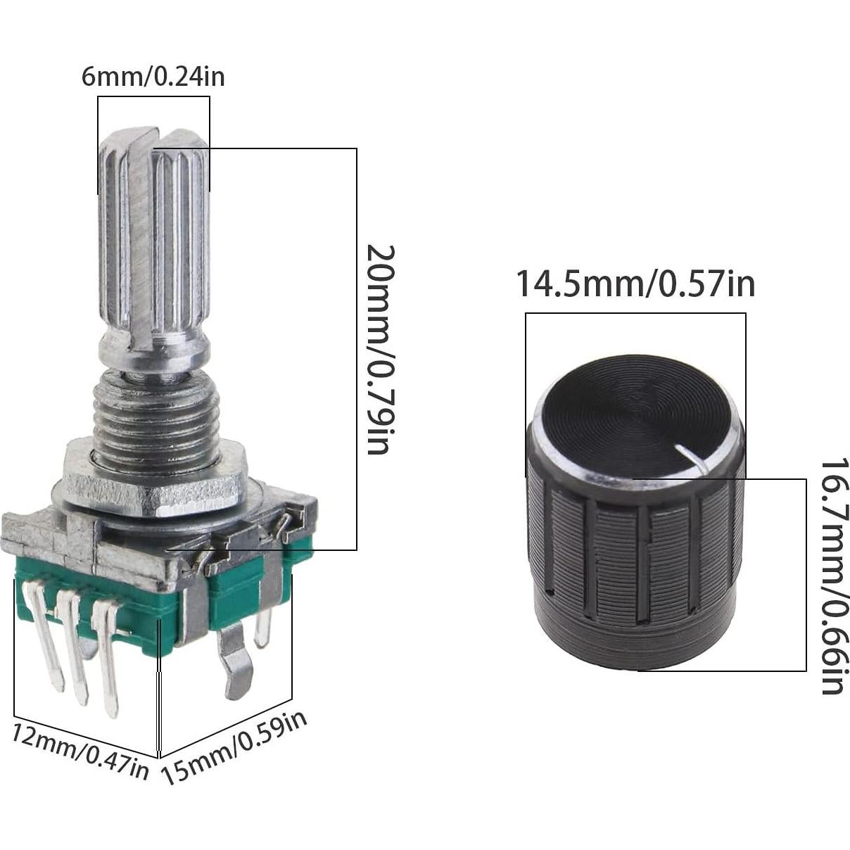 Kit de 5 Codificadores Rotativos EC11 360 Grados con Perilla