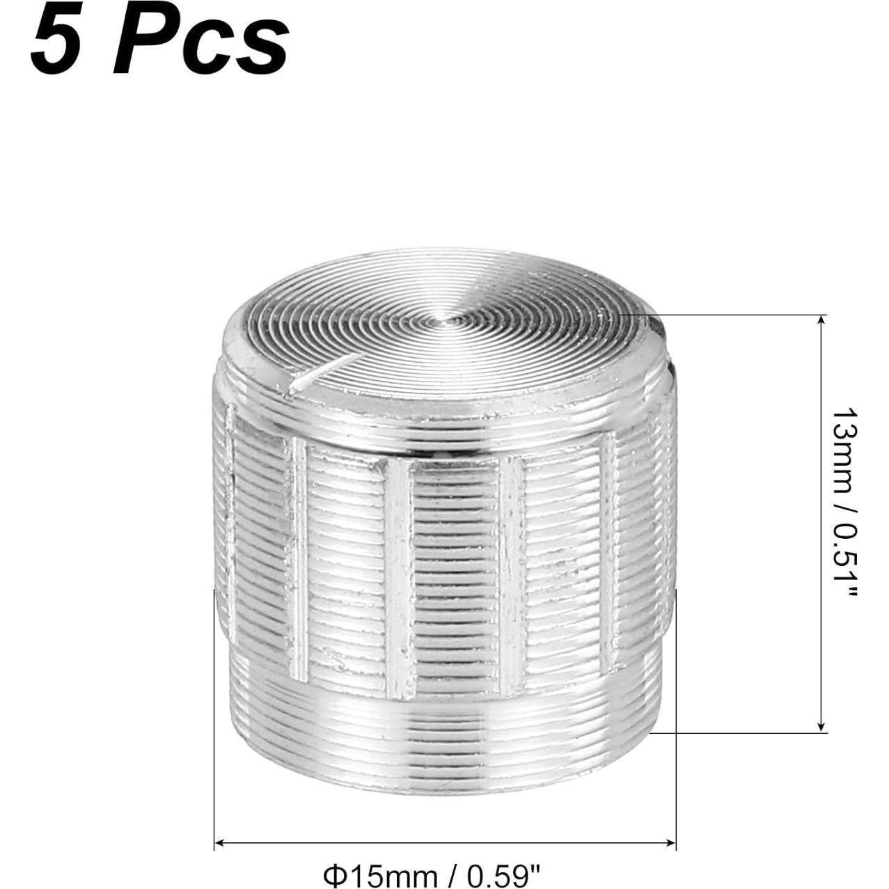Perilla de Potenciómetro uxcell 5 Pcs 15mmx13mm Plateada