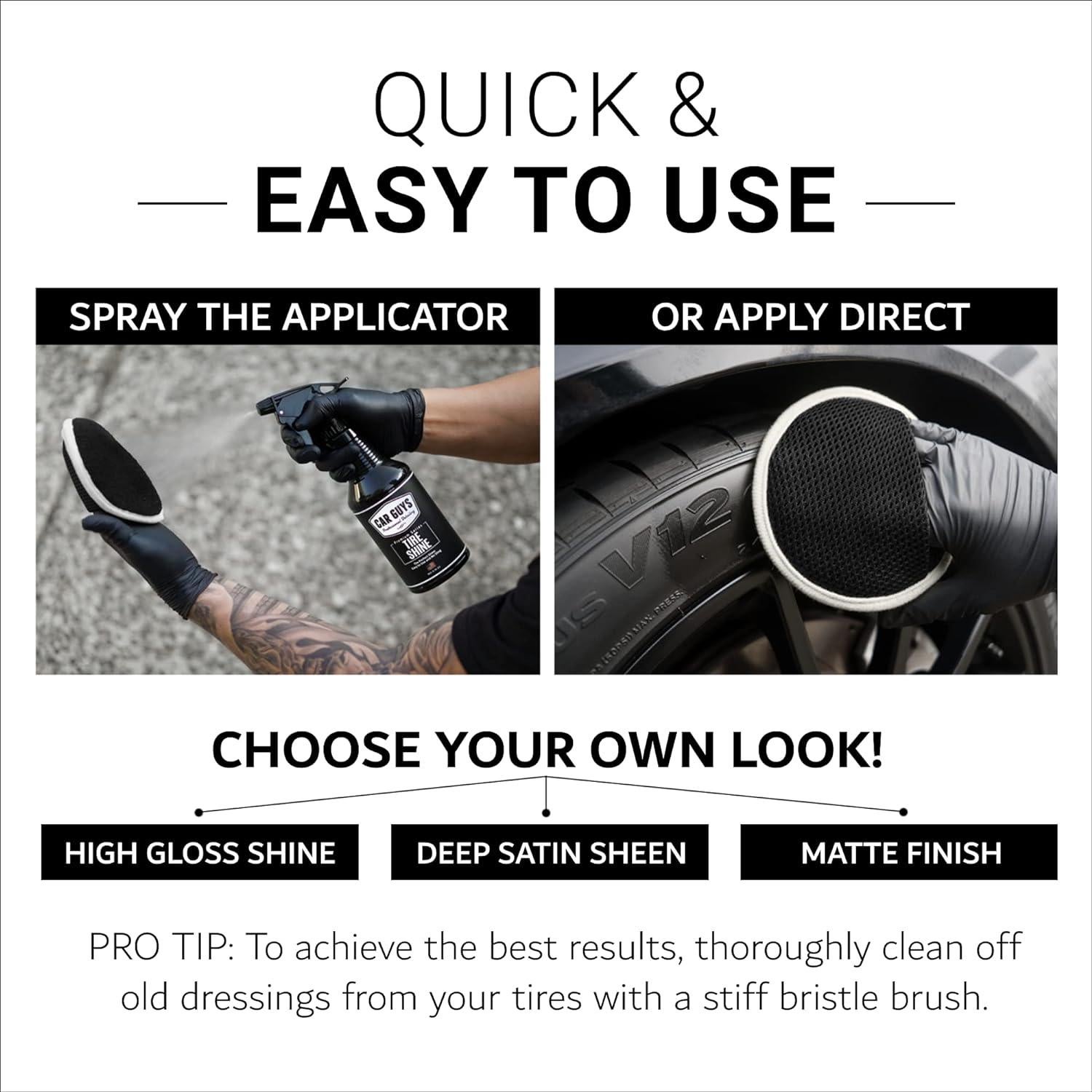 Spray Brillo para Neumáticos CAR GUYS 18 oz con Almohadilla