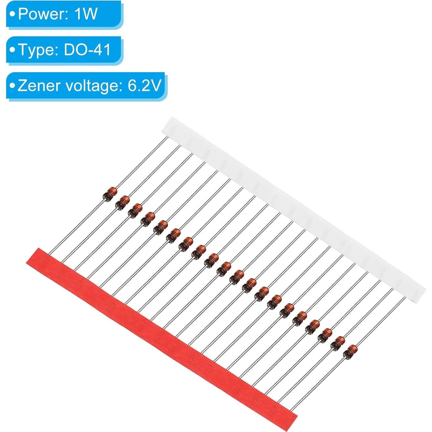 Diodo Zener PATIKIL 20 Pcs 6.2V 1W DO-41 para Experimentos