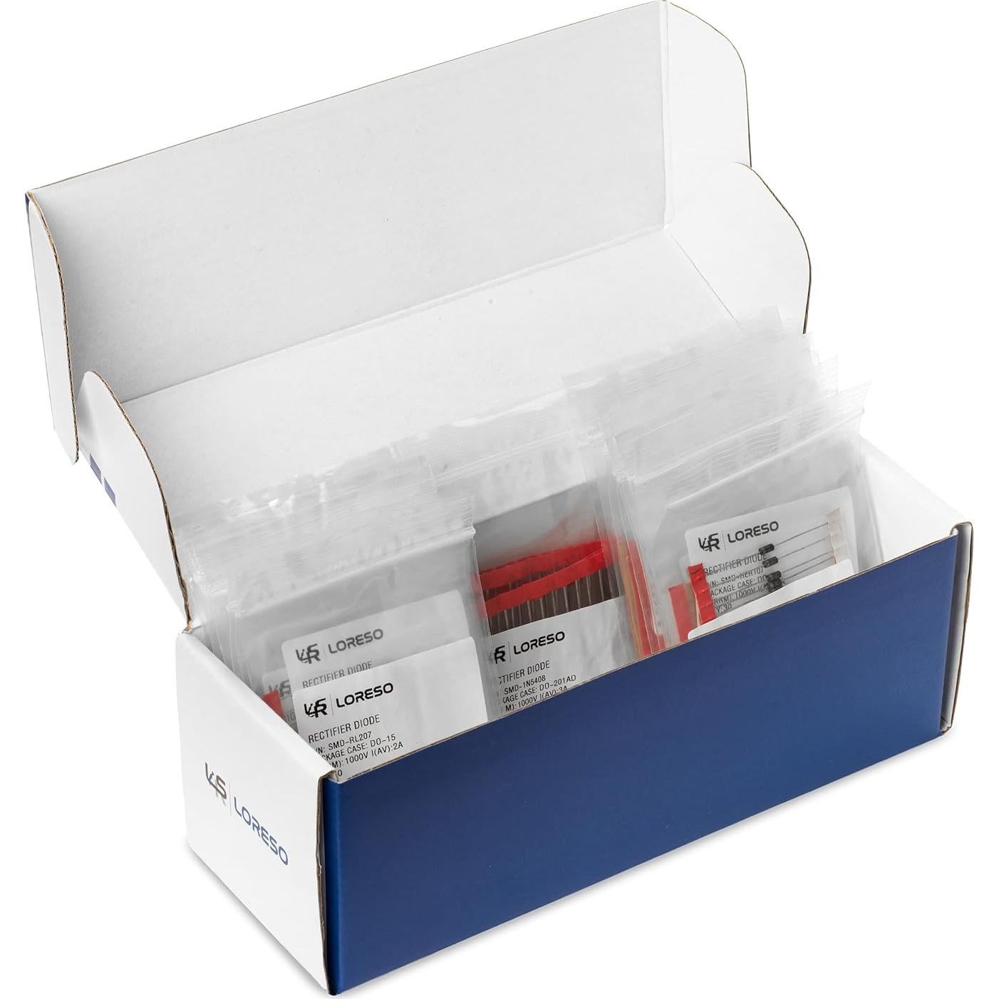 Kit de Diodos de Silicio Loreso 600 Piezas 20 Modelos