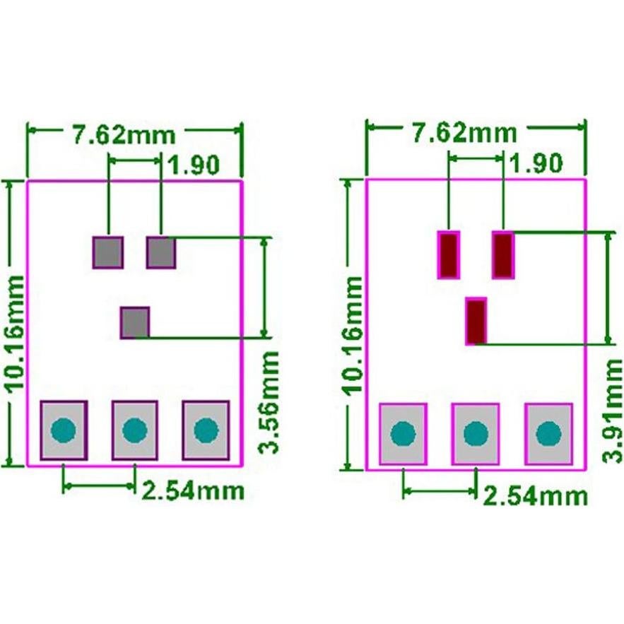 Placa PCB Convertidor SOT23 a SIP3 NewZoll 50pcs