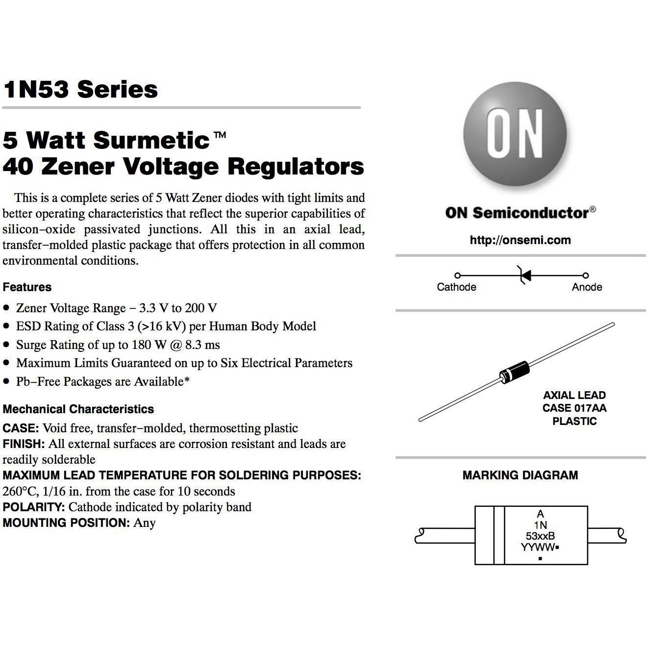 Juego de 10 Diodos Zener 12V 5W Motorola 1N5349B