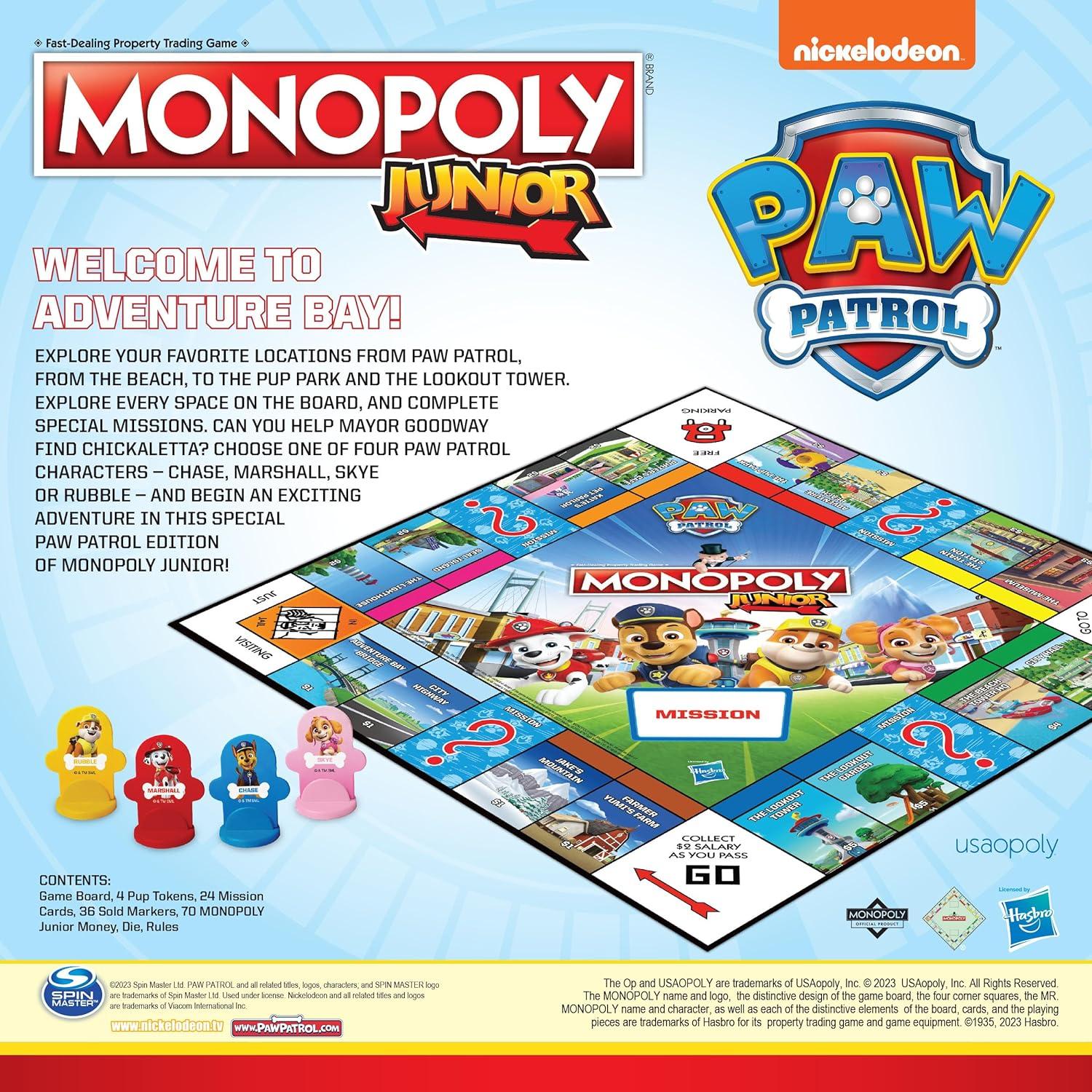 Monopoly Junior PAW Patrol USAopoly | Juego Familiar 5+