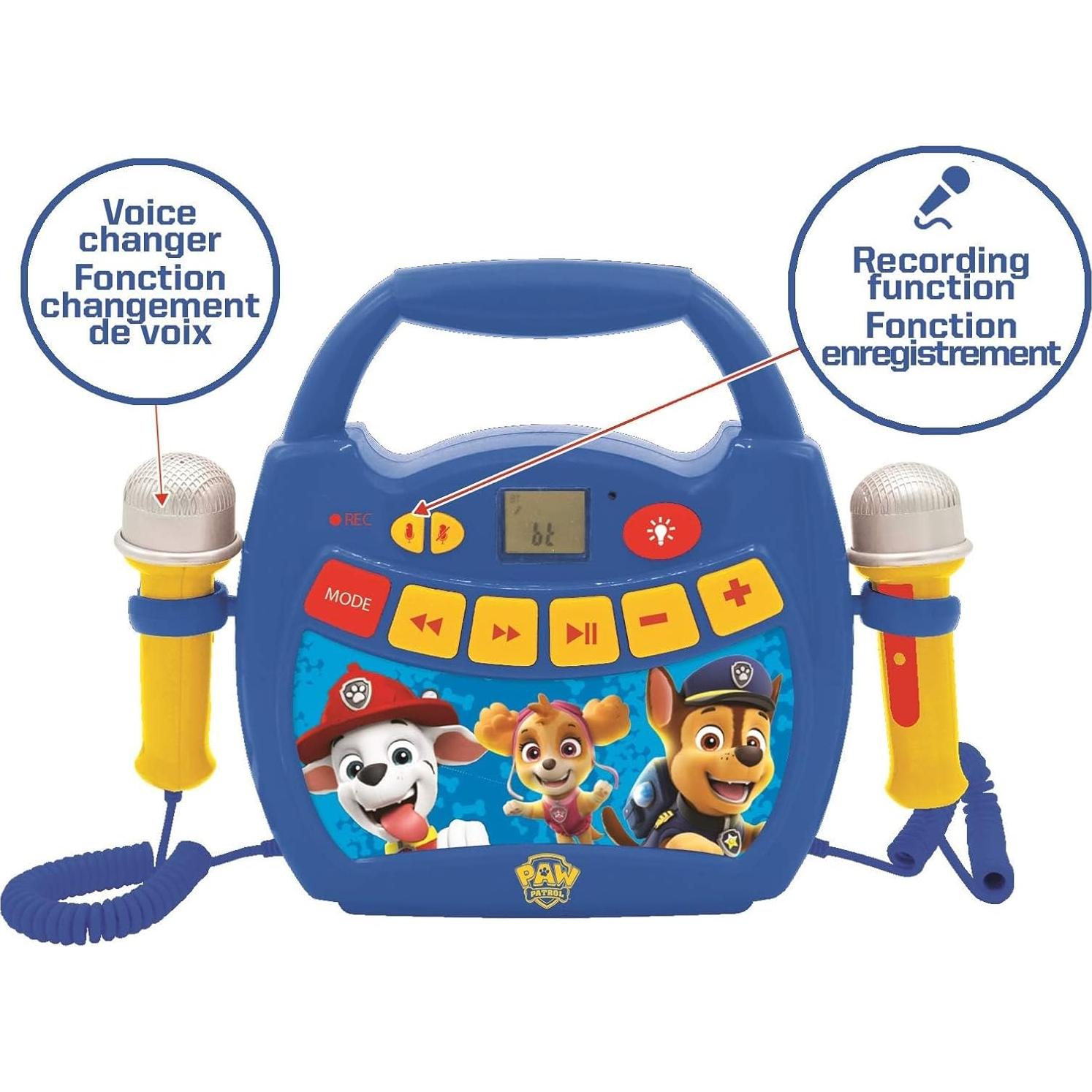 Reproductor Karaoke Paw Patrol Lexibook Bluetooth 0.54kg