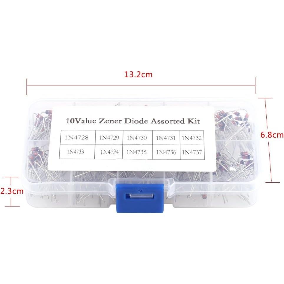 Kit de Diodos Reguladores Hilitand 200pcs 10 Valores 1N4728-1N4737
