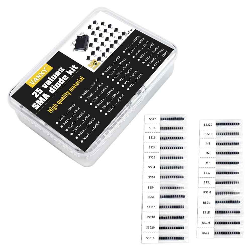 Kits de Diodos Rectificadores SMA 25 Valores 500 Pcs