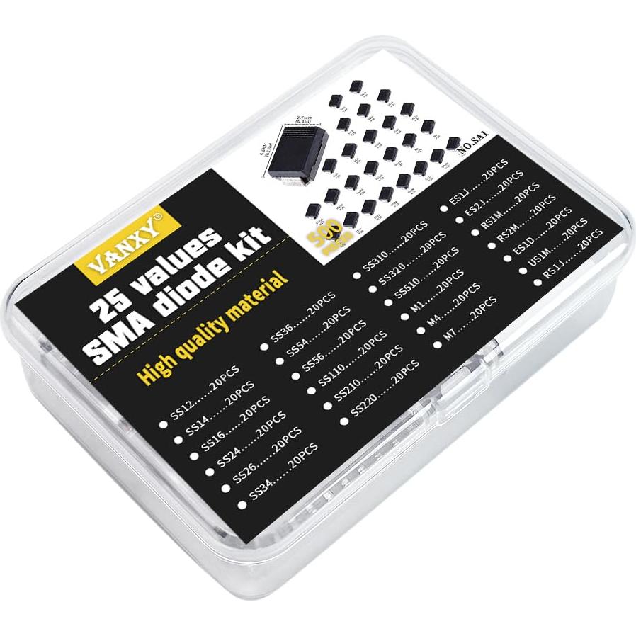 Kits de Diodos Rectificadores SMA 25 Valores 500 Pcs