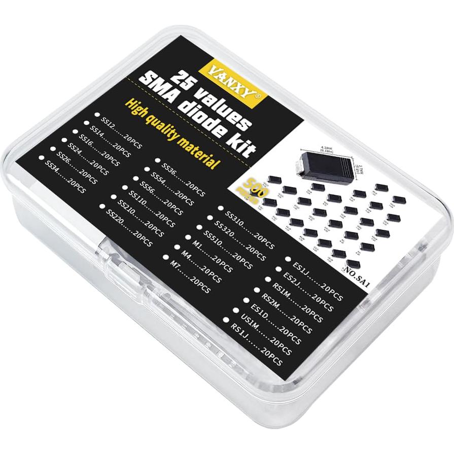 Kits de Diodos Rectificadores SMA 25 Valores 500 Pcs