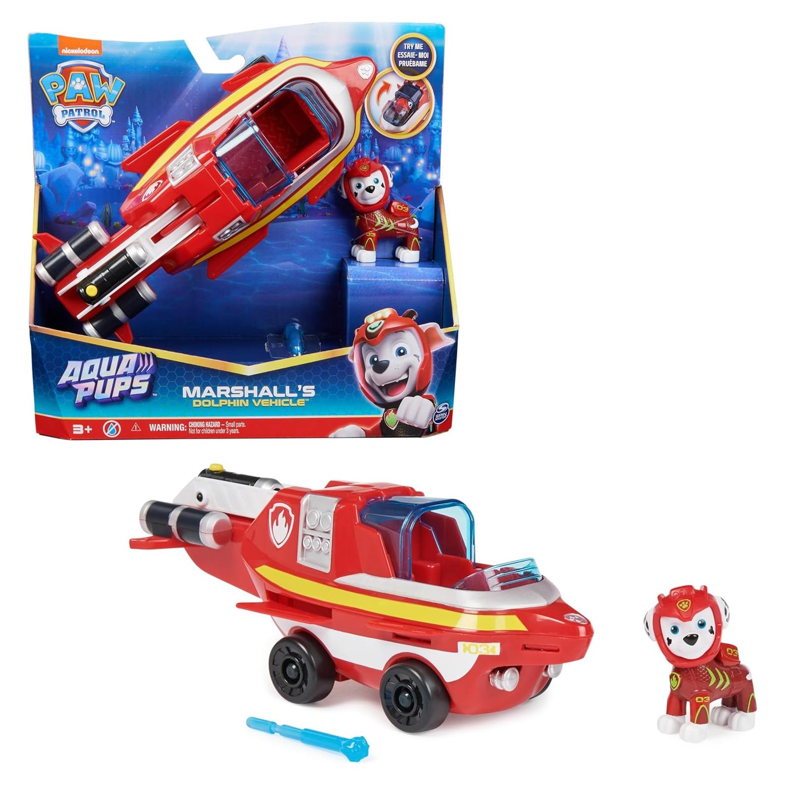 Vehículo Transformador Delfín Aqua Pups Marshall con Figura