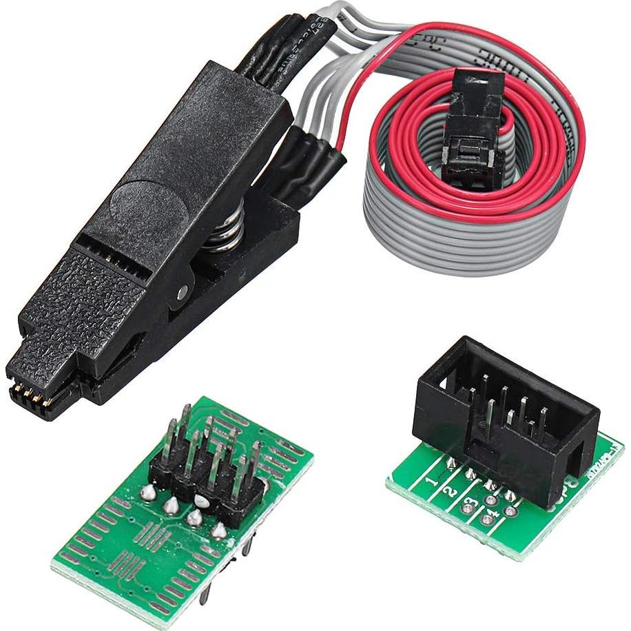 Programador USB CH341A + Clip SOIC8 + Adaptadores 1.8V y DIP8