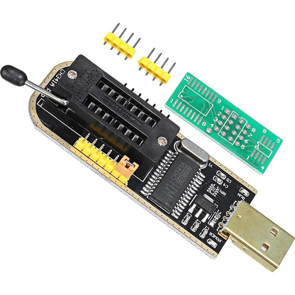 Programador USB CH341A + Clip SOIC8 + Adaptadores 1.8V y DIP8