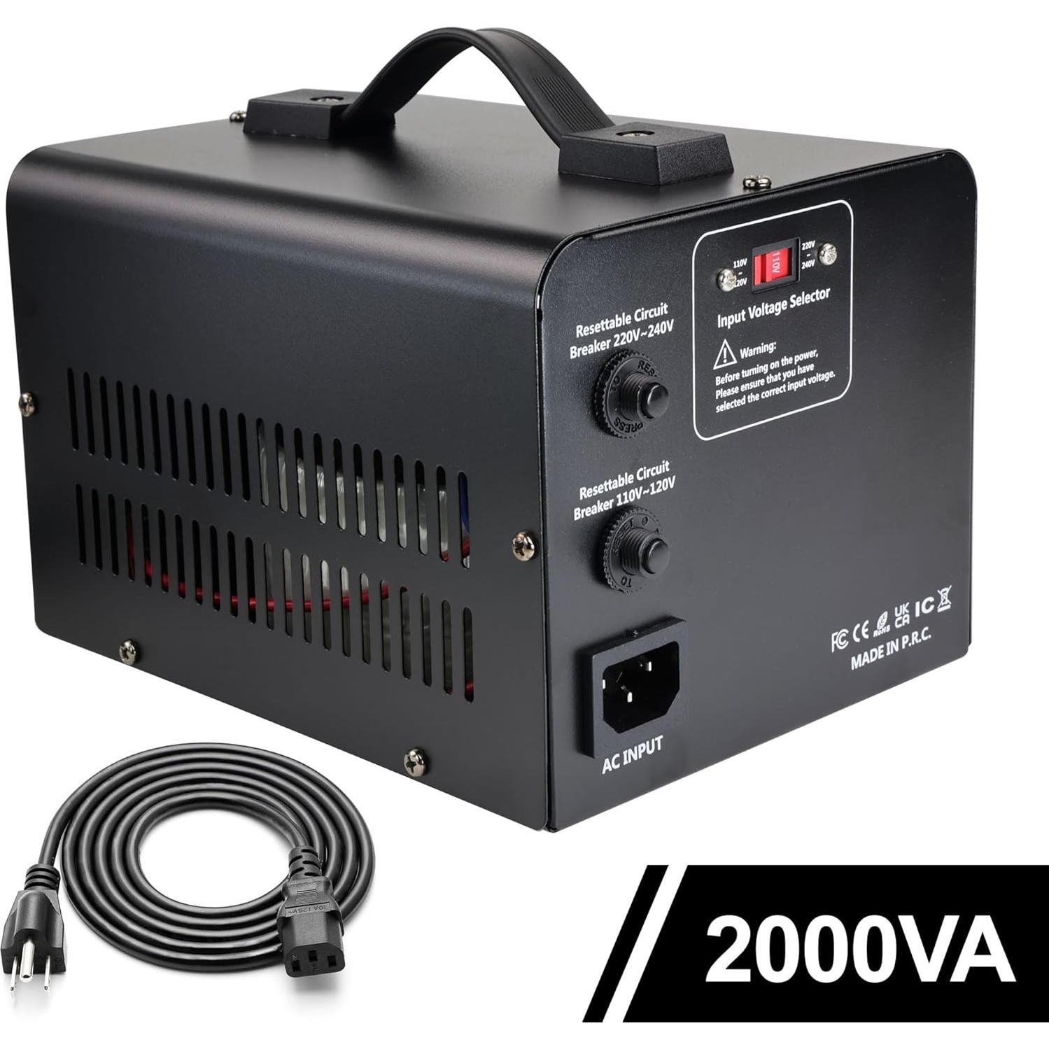 Transformador Convertidor de Voltaje 2000W Yinleader 110/220V