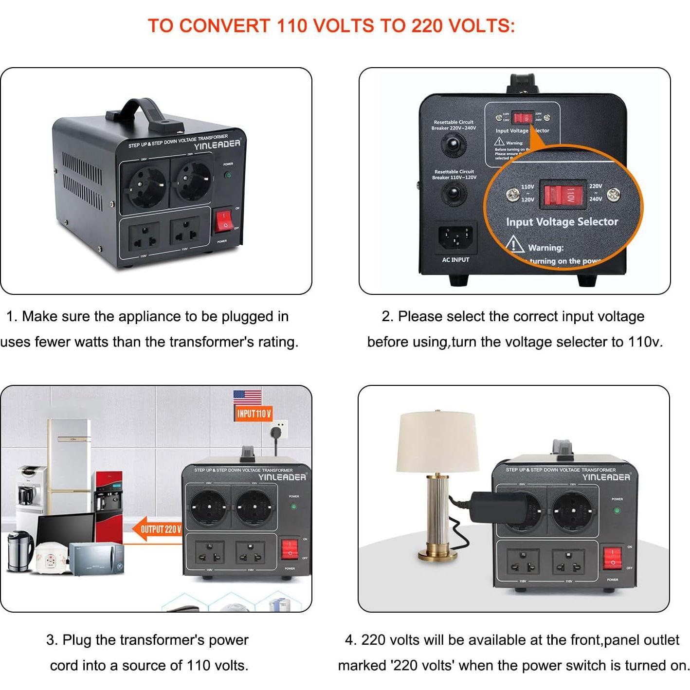 Transformador Convertidor de Voltaje 2000W Yinleader 110/220V