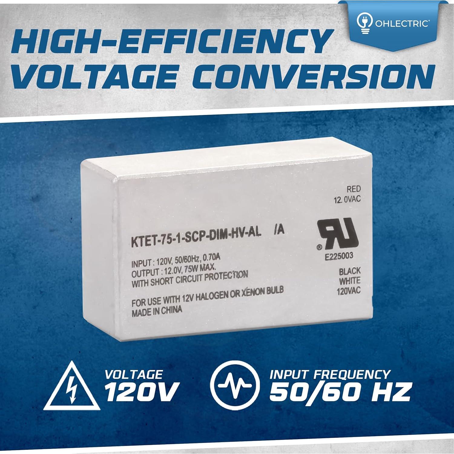 Transformador Electrónico Regulable OHLECTRIC 75W 120V a 12V