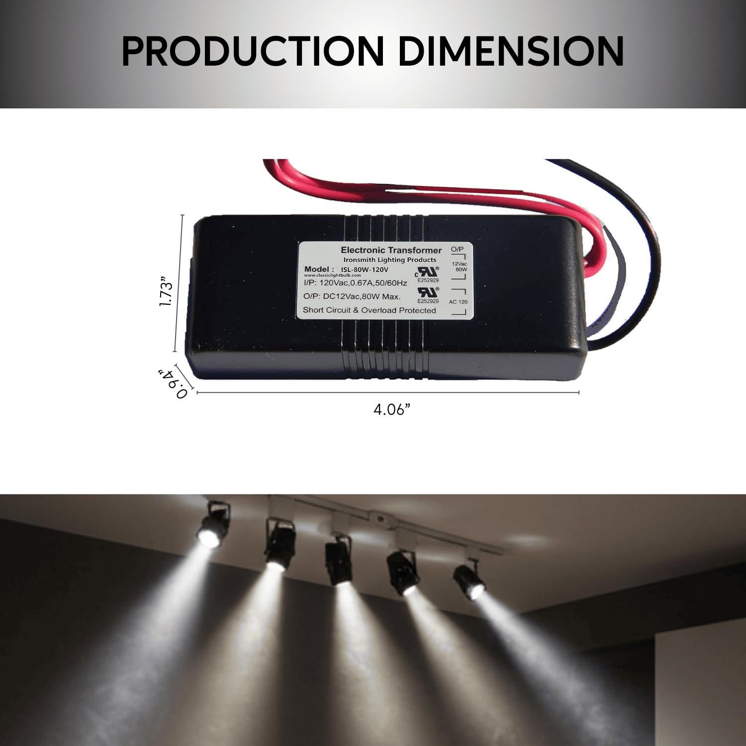 Transformador Halógeno Ironsmith 80W Regulable 120V a 12V